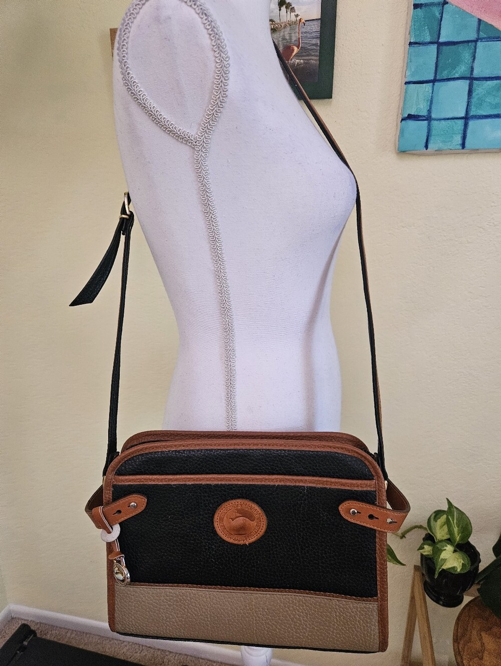 Dooney And Bourke Classic Two-Tone Crossbody Bag - Black & Brown